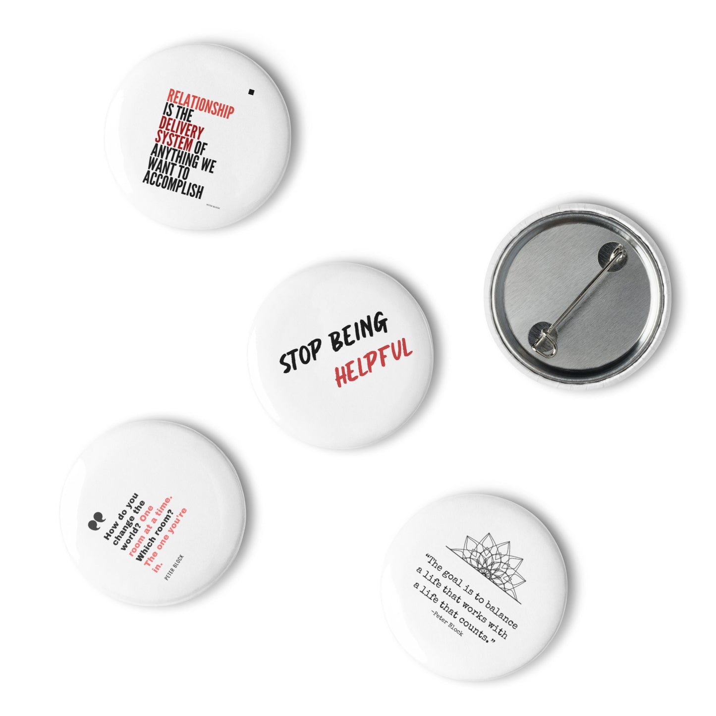 Set of pin buttons
