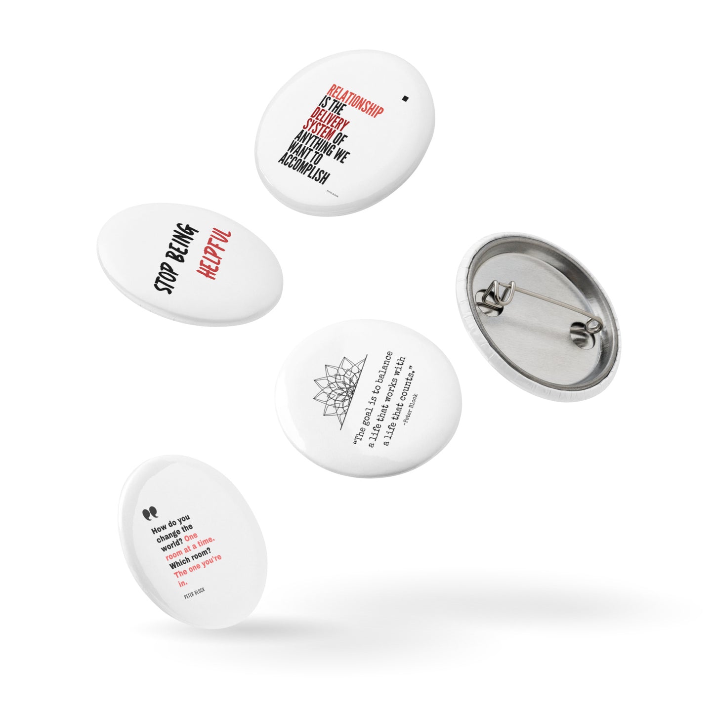 Set of pin buttons