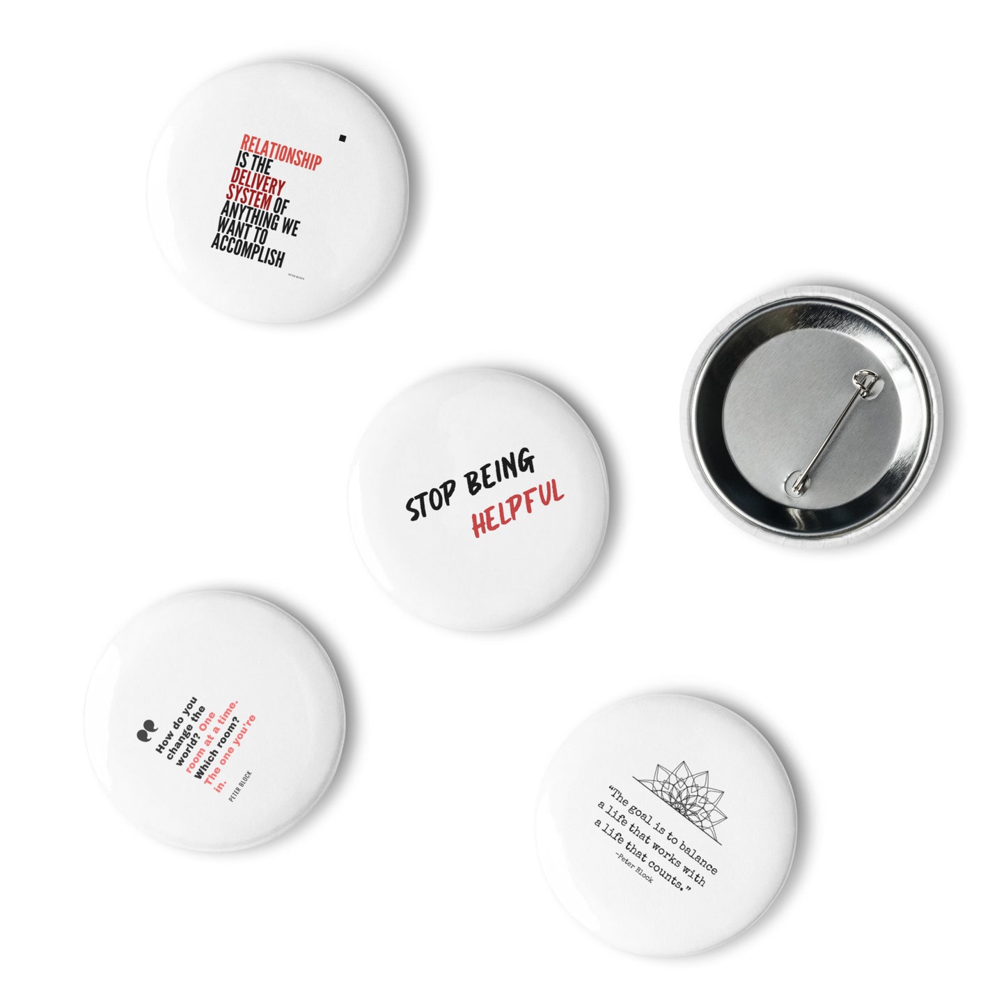 Set of pin buttons